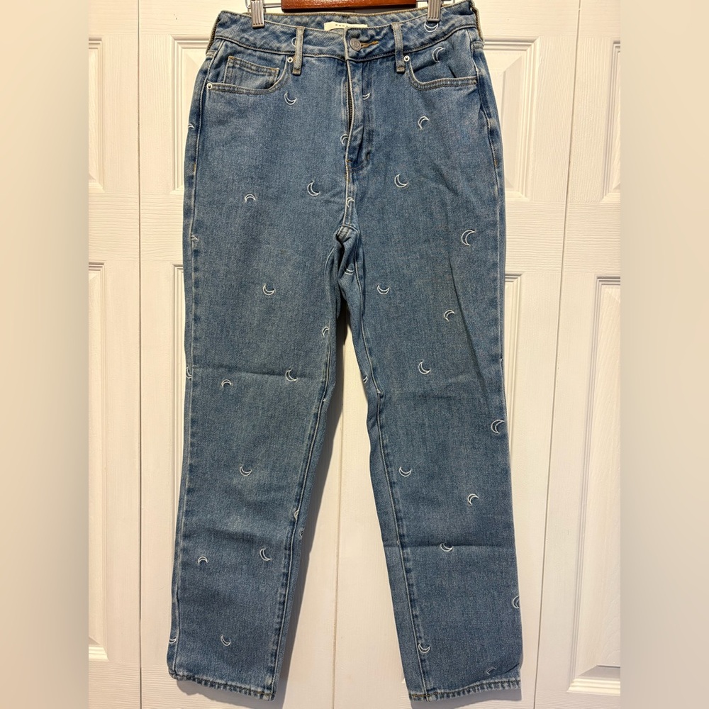 PacSun Blue Straight Leg Jeans with Embroidered Moons